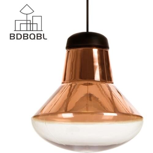 BDBQBL Lampshade Glass Pendant Lamp Modern Nordic Pendant Light Loft Design Art Luminaire Luster Retro Bar Lamp Light Fixtures
