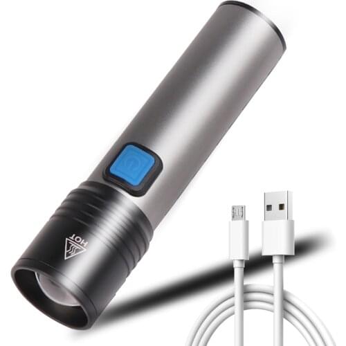 Waterproof Camping Light Zoomable Torch Lantern USB Rechargeable LED Flashlight XM-L T6 Built-in 1200mAh 18650 Battery