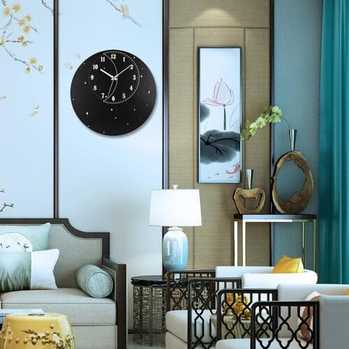 12 Inch Luminous Wall Clock Wood Silent Glow in Dark Night Modern Wall Clock Non Ticking Clock With Night Light Gift