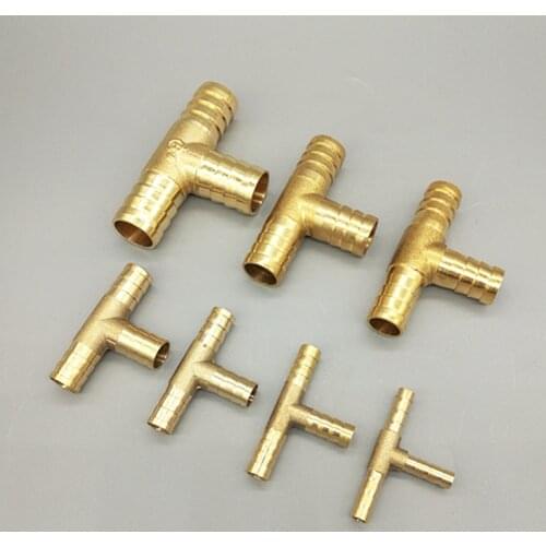 T way T-Shape Brass Barb Pipe Hose Fitting 3 way connector For 4mm 5mm 6mm 8mm 10mm 19mm hose copper Pagoda Water Tube Fittings