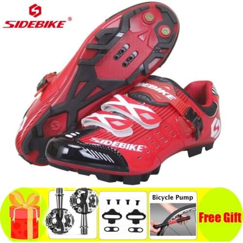 Sidebike Men Cycling Shoes Sapatilha Ciclismo Mtb Racing Bicycle Waterproof Breathable Red Mountain Bike Bicicleta Carretera