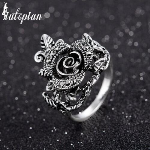 Iutopian Brand 2015 Vintage Retro Rose Flower Rings Anels For Women Bohemia Anti Allergy Gift For Lover #AA2816