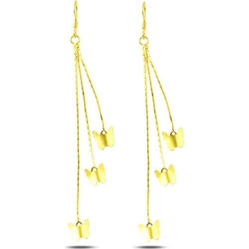 KUTAYDAN Dangle Matte Textured Butterfly Earrings 925 Sterling Silver