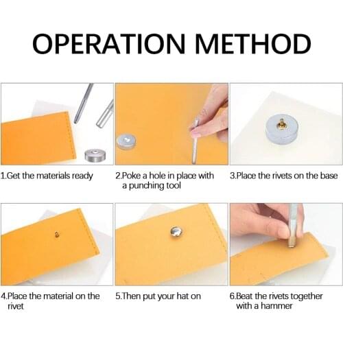 Leather Rivets 180 Set Rivet Tubular Metal Studs 3 Sizes with 3 Pieces Setting Tool Kit for DIY Leather Craft