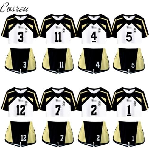 Women Men Anime Shirt Haikyuu Bokuto Kotaro Cosplay Shorts Short Sleeves Jersey Akaashi Keiji Costumes K-pop Sport Suit Outfits