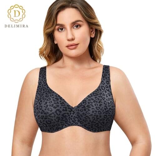 DELIMIRA Womens Plus Size Bras Minimizer Seamless Unlined Cup Full Coverage Underwire