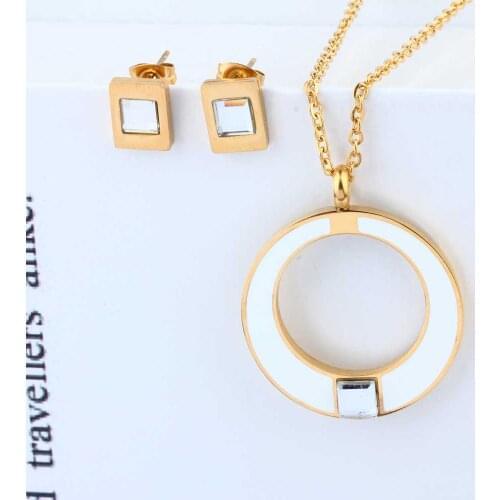 OUFEI Wholesale Stainless Steel Fashion Round Jewelry Sets for Women Necklaces + Earrings Jewelry Sets 2018 Indian Jewelry