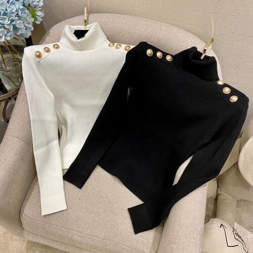 Spring Fashion 2021 New Women Turtleneck Knitted Jumpers Female High Quality Casual Sweater 2 Color Alice 12.22