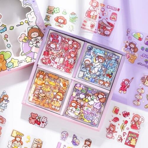 100 sheets/box Galaxy Girls Boxed Stickers Decoration Gift Box Sticker Flakes Scrapbooking Gift Girl School Supplies