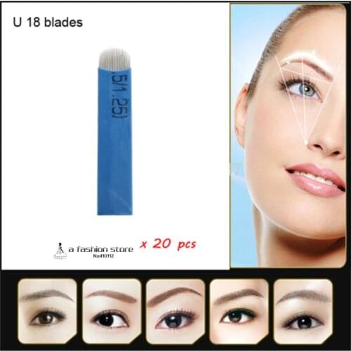 18-pin U Shape Tattoo Eyebrow Needle Manual Needle Blade 3D Embroidery for eyebrow tattoo blade