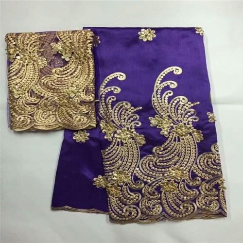 2018 New African George lace fabric in purple with sequins beads high quality African French George fabric for dress zgl65-783
