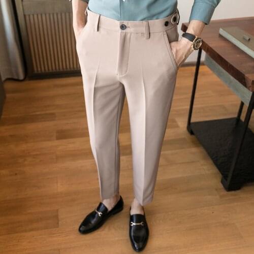 2021 Brand clothing Fashion Male spring High quality cotton Business suit trousers/Mens pure color leisure suit Pants 28-34