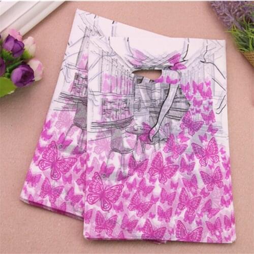 2017 New Style Wholesale 100pcs/lot 15*20cm Plastic Underwwar Packaging Bags With Pink Butterfly Present Gift Bags