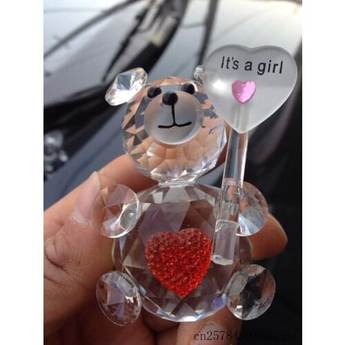 50 Pcs Crystal Glass Bear Figurines Paperweight Feng Shui Ornaments Crystal Bear with a Hear Crafts Home Wedding Decor Gifts So