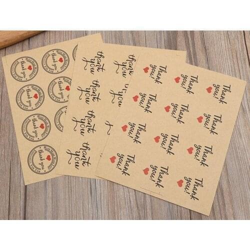 5000sets,12pcs/set Thank You Love Self Adhesive sealing Stickers Kraft Label Sticker DIY Hand Made Gift Cake Candy Paper Tags