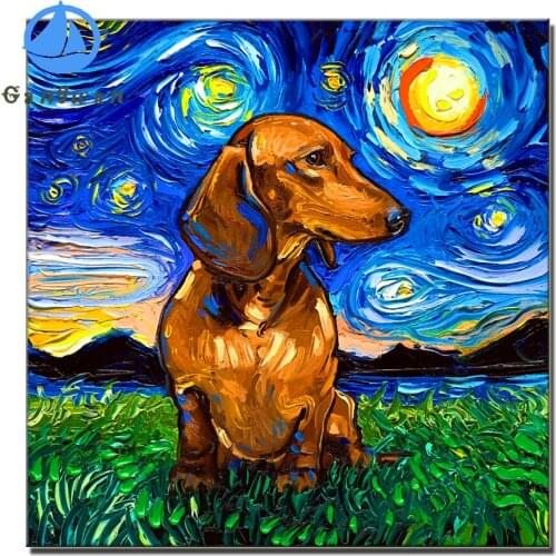5D DIY Diamond Painting abstract Animal Full Square Round Drill Dachshund Dog Starry Night Cross Stitch Embroidery Wall Decor