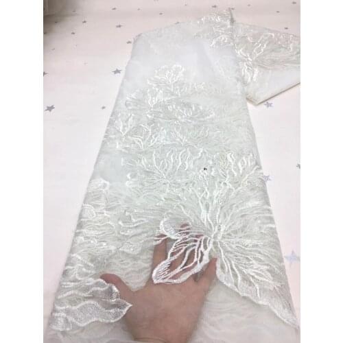 African Lace Fabric 2021 High Quality Lace with Sequins Lace Fabric 5 Yards Nigerian Lace Fabric for Sewing Clothes XZN260