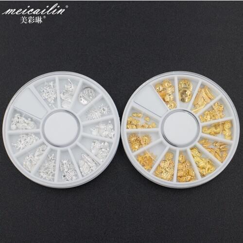 New 3D Metal Nail Art Decoration Accessories Gold Silver Metallic Nail Supplies Wheel Manicure Shell Starfish Hippocampus Design