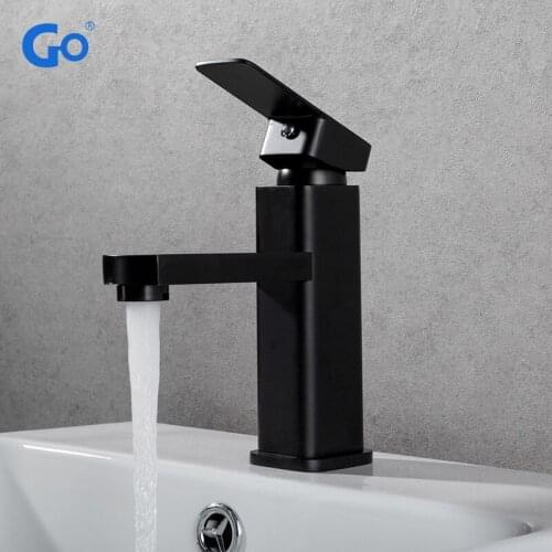 Free Shipping Black Square Paint Faucet Sink Washbasin Faucet Bathroom Basin Faucets Hot Cold Mixer Tap Single Hole