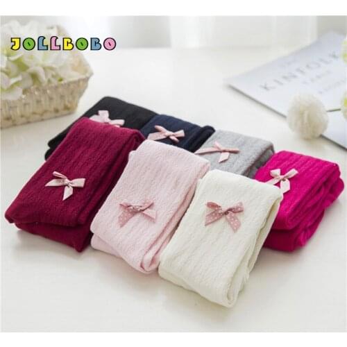 Newborn Baby Tights with Bow Spring Autumn Kawaii 0-2T Soft Cotton Baby Girls Tights Footed Toddler Infant Kids Warm Pantyhose
