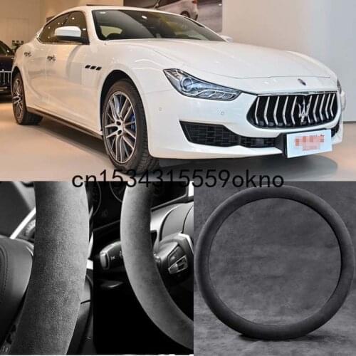 For Maserati Ghibli Levante Quattroporte Black Alcantara Suede Car Steering Wheel Cover Car Accessories