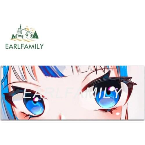 EARLFAMILY 13cm x 4.9cm for Gawr Gura Shark Eyes Car Sticker Motorcycle Decal Car Refrigerators Camper Vinyl Funny Scratch-Proof