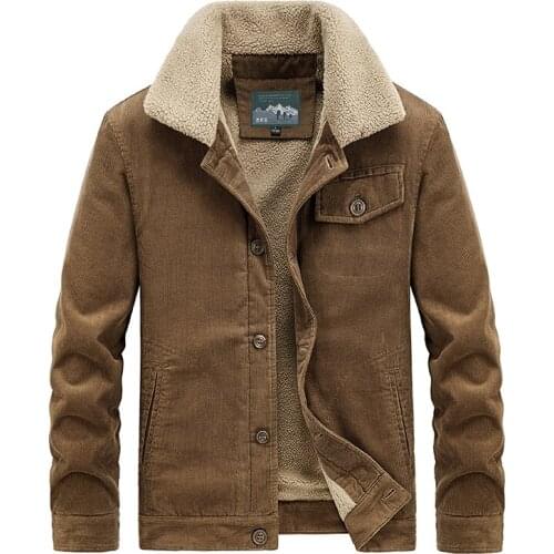Fleece Corduroy Jacket Men Warm Casual Male Autumn Coats Brand Parkas for Husband/Father Plus Size 4XL