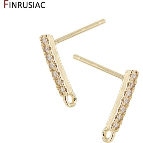 Earring Making Supplies 14K Gold Plated Long strip Post Earring Findings For Shiny Charm Earring Fashion Jewelry DIY Fittings