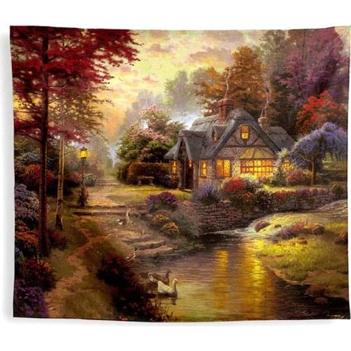 Forest farmhouse tapestry Sunset glow river duck wall blanket home decor dorm room wall cloth tapestries