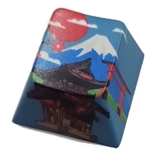 HX6A R4 Keycap Cherry Profile Dip Dye Sculpture PBT Keycap for Mechanical Keyboard Etched Mount Fuji Keycap