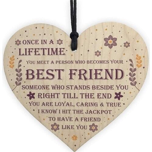 Wooden heart shaped friendship plaque sign crafts ornament pendant birthday/ christmas/ thanksgiving /easter Costumes gift