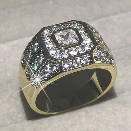 Vintage Real Solid 925 Sterling silver & GOLD Rings for Men WOMEN Wedding Jewelry Luxury 2ct Simulated Diamond finger Ring set