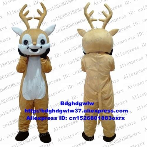 Brown Reindeer Moose Elk Wapiti Caribou Alces Deer Mascot Costume Adult Cartoon Character New Style Newest Crew Cabaret zx1891