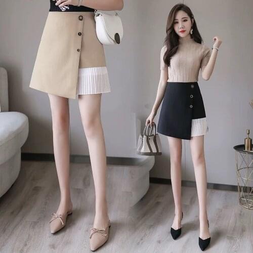 Summer women clothing Chic mini students skirts ins style a-line women skirts solid one-step korean summer easy match slim skirt