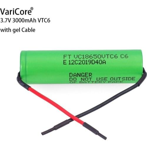 1-10PCS VariCore VTC6 3.7V 3000mAh 18650 Li-ion Battery 30A Discharge VC18650VTC6 batteries+DIY Silica gel Cable