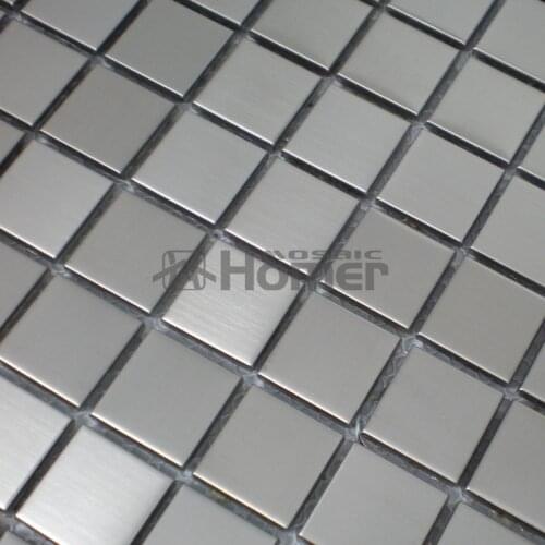 Free shipping, 23x23mm silver stainless steel mosaic tile 12x12" square mesh backing metal mosaic HME8034C