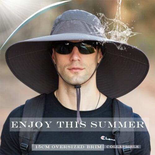 K114 New 2021 Summer Hat Oversized Brim Panama Mens Fisherman Hat Waterproof Sun Hat Mountaineering Hat beach Western Hat