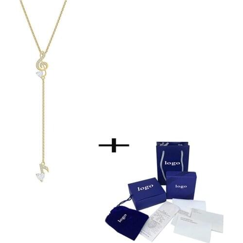 SWA 2019 High Quality New PLEASANT Y NECKLACE Gold Note Crystal Female To Send Girlfriend Anniversary Gift Wild Jewelry