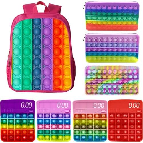 New Push Bubble Fidget Toys Pencil Case Children Stress Relief Squeeze Toy Antistress Soft Simple Dimple Squishy Kids Toys Gifts