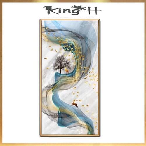 New year Christmas gift for home wall decor Handmade abstract lucky deer elk canvas oil painting for Entrance hotel corri