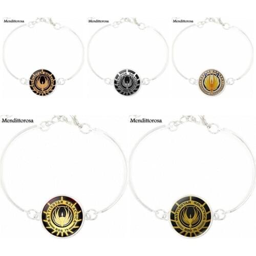 Battlestar Galactica For Men Women Party Gift Steam Punk Jewelry With Glass Cabochon Bracelet Bangle