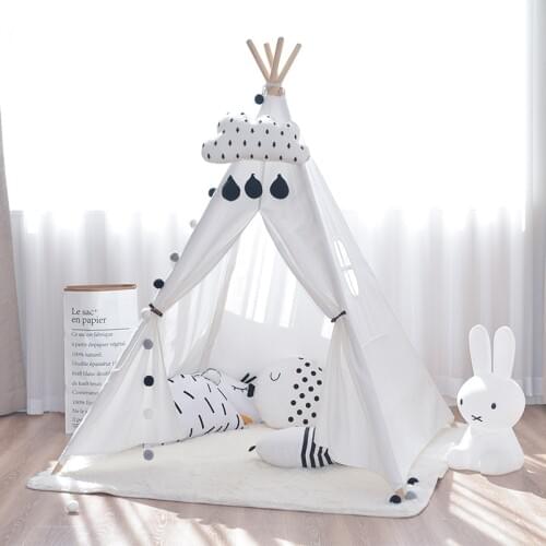 Canvas Tipi Tent Kids Indian Tent Princess Game House Indoor Pretend Camping Baby Room Decoration Birthday Gift