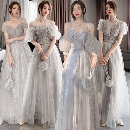 Bridesmaids Dress Short Strapless A-Line Appliques Sequined Embroidery Lace Tulle Off The Shoulder Women Wedding Party Gown E245