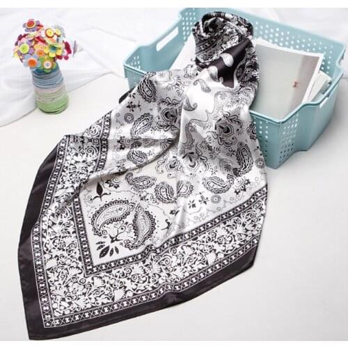 90*90cm Silk Cashew nut Scarves Women Foulard Square Head Hijab Scarf Ladies Satiny Shawl wrap muffler pareo female hijab poncho