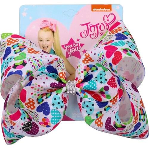 Valentines Gift 8" Jojo Siwa Bows for Girls Hair Clips Bowknot Handmade Hairpin Fashion Hair Accessories