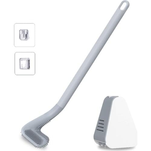 Home Golf Toilet Brush and Holder Wall Mounted Cleaning Brush Bendable Brush Head for Cleaning Bathroom Floor Tub Tile 16FA