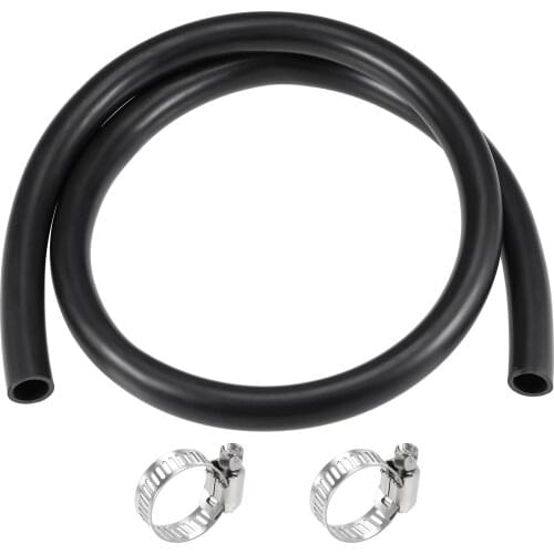 Uxcell Fuel Line Hose 14mm ID 18mm OD 3.3ft Oil Line & Fuel Pipe Rubber Water Hose Black, 2 Clamps