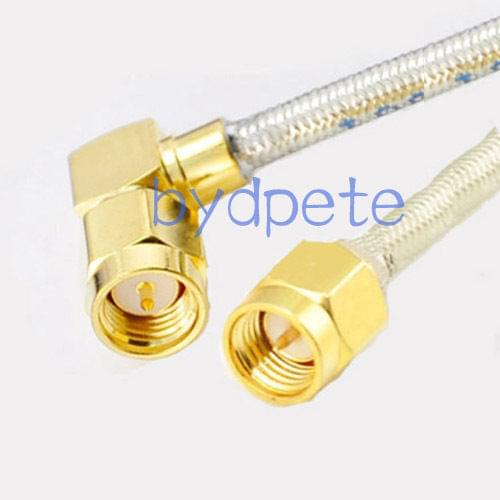 1pce SMA Male Plug to SMA Male Right angle RG402 0.141" Silver Cable Semi-rigid Flexible Pigtail 4inch~20M RF Connector
