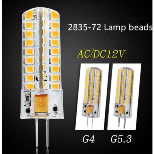 LED G4 LED G5.3 AC12V DC12V AC/DC12V 2835 72SMD crystal Light chandelier Spotlight bulb 4w 6000K 3000K Silica gel Corn light