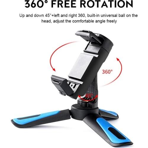 Phone Self Timer Tripod Folding Rotating 360 Degree Bracket Phone Stand Holder With Mobile Phone Clip For Sports Camera SLR